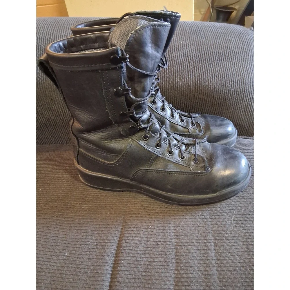 Mens Gore-Tex Black Leather Combat Boots Vibram Sole Tactical Work Hiking‎ Boots